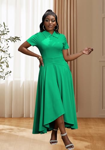 Image of Famnbro Womens Vintage Dress Casual 1950s Short Sleeve A-Line Work Church Business Party Elegant Dresses