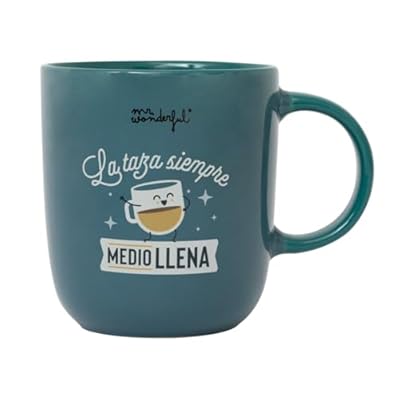 Mr. Wonderful - Taza - La taza, siempre medio llena - Taza de Café Personalizada - Taza de Cerámica con Mensaje Divertido | Ya disponible en tu tienda friki favorita! En mundofriki.es!