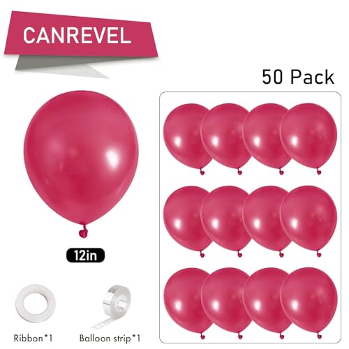 Image of CANREVEL Hot Pink Balloons - 50pcs 12 Inch Latex Balloons for Balloon Garland as Birthday Party Baby Bridal Shower Wedding Princess Theme Decoration