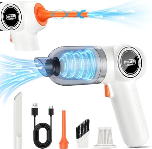 Handheld Car Vacuum Cleaner Cordless, 18000PA Mini Vacuum Cleaner High Power with Strong Suction, Dust Buster & Air Blower, Portable Hand Held Vacuum Cleaners for Home Car, Rechargeable, White
