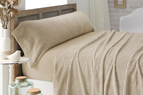 Burrito Blanco | Sábanas de Coralina, 965 Beige | Cama de 90 cm | (+ Medidas Disponibles) | Sábanas de Invierno | Diseño 965 | Color Beige