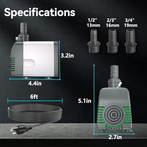 image for Knifel 880GPH Submersible Water Pump, Pond Pumps with Over Heating Pro