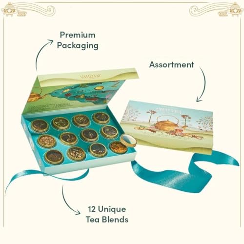 VAHDAM, Chai Tea Gift Set (12 varieties) Chai Loose Leaf Tea in Tin Caddy Gift Box | Exotic Chai Tea Blends | Gluten Free, Non GMO | Gifts for Men and Women | Gifts for Him/Her