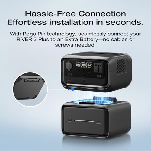 Image of EF EcoFlow Portable Power Station RIVER 3 Max Plus, R3P with EB600 Extra Battery - 858Wh LiFePO4 Battery, 1200W Output, <10 ms UPS, <30 dB, Wireless Connection, Solar Generator for Camping & RV