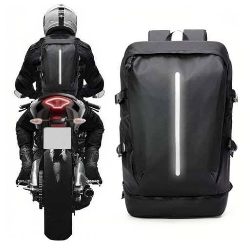 VENATIN Motorradrucksäcke Wasserdicht Helmrucksack für Herren Damen Groß Motorrad Rucksäcke Reise Rucksäcke mit Schuhfach Leicht Herren Motorradrucksack Motorcycle Backpack Schwarz