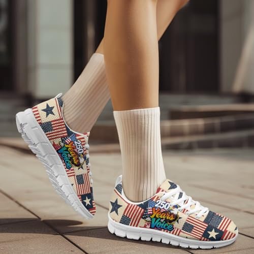 Image of Jeiento American Flag Shoes Men's Fashion Sneaker Sports Running Shoes Causal Travel Walking Flat Shoe Breathable
