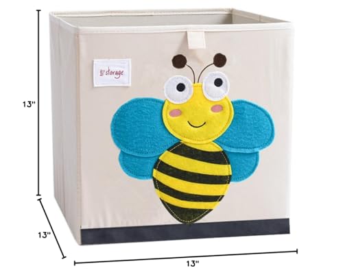 DODYMPS Foldable Animal Canvas Storage Toy Box/Bin/Cube/Chest/Basket/Organizer For Kids, 13 inch (Bee)