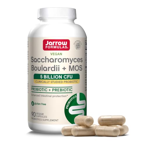 Image of Jarrow Formulas Saccharomyces Boulardii + MOS Probiotics for Digestive Health and Intestinal Tract Support - 5 Billion CFU Per Serving - 90 Delayed Release Caps - Probiotic + Prebiotic - 90 Servings