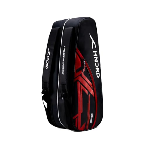 Image of Hundred CosmoGear Max Kit Bag with Dual Climate-Control Compartments | Dedicated Shoe Pocket | Ergonomic Back Straps|for Professional Play |Ideal for Men & Women (Black /Red)