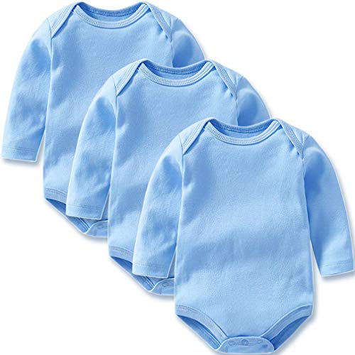 Image of GKrepps Unisex 3-Pack Long-Sleeve 100% Organic Cotton Baby Bodysuits Infant Toddler