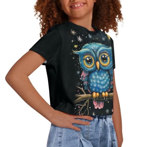 Image of Girl Crop Top Shirts for Summer Cute T Shirts Short Sleeve Tees for Kids 5-16