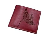 Mayan Corner - Stingray tattoo leather handmade wallet, personalized polynesian fish gift, ocean sea pattern wallet