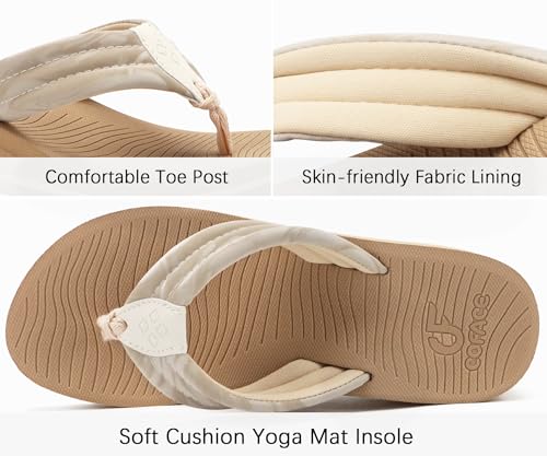 Image of COFACE Women's Flip Flops with Arch Support Ladies Fashion Lightweight Wedge Flip Flops Comfortable Yoga Mat Sole Summer Platform Thong Sandals