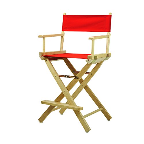 Casual Home 24" Director's Chair Natural Frame with Red Canvas, Counter Height
