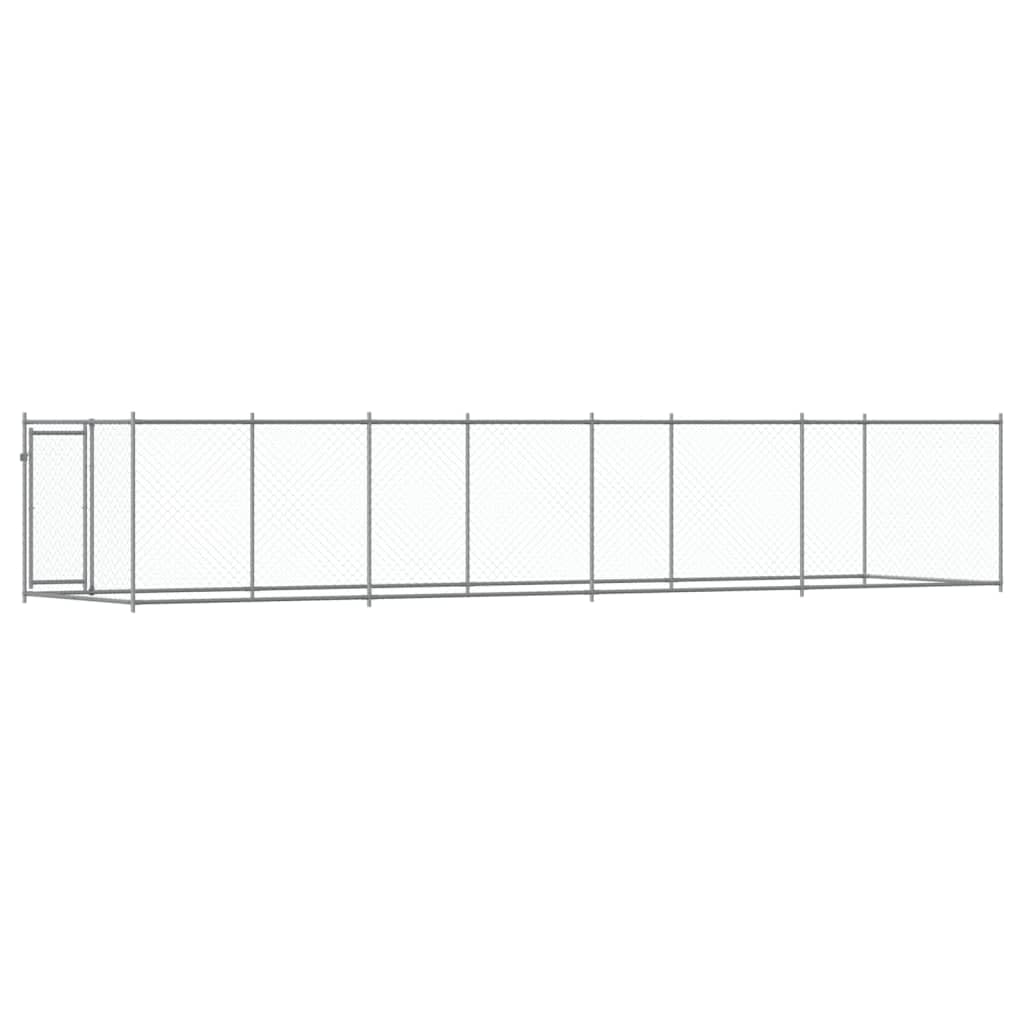 Perrera para perros de acero galvanizado con puerta, 8 x 2 x 1,5 m, para exteriores con rejilla, cercado para cachorros y perros, protección y seguridad en el jardín, patio o terraza