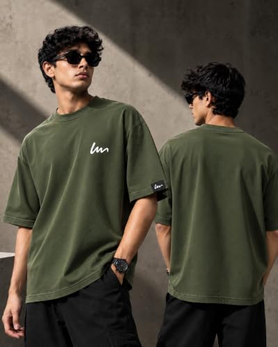 Image of Oversized T-Shirt for Men and Women, Black, White, and Charcoal Grey Colour, Cotton, Drop Shoulder Baggy Fit