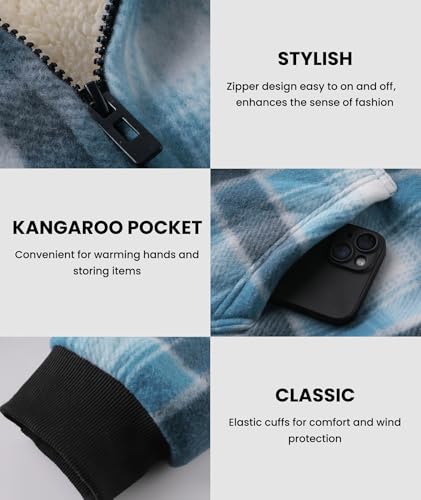Image of onedog Mens Zip Up Hoodies Fleece Sherpa Lined Sweatshirt Winter Warm Jacket