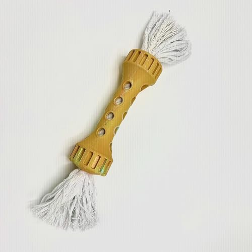 KGPERGU Interactive Tug of War for Aggressive Chewers, Tough Rubber with Cotton Tassels Baton for Medium and Large Breeds, Indoor Use for Boredom Buster, Outdoor Fetch Toy, Cream Flavor, Yellow/White