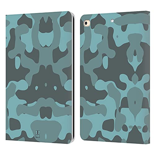 Coque iPad 9.7 2017 Étui Cuir Bleu Soft Camouflage Housse Portefeuille