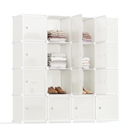 SONGMICS Regalsystem, Aufbewahrungsschrank, Set aus 16 Würfeln, Kunststoff