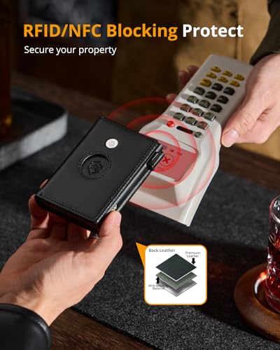 Image of YESIIW Credit Card Holder Wallet for Men RFID Blocking Slim Minimalist Metal Wallet with Money Pocket Contactless Card Protector