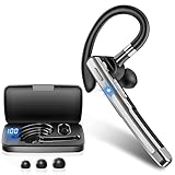 Boytond Bluetooth Earpiece V6.1,Wireless Handsfree Headset with Mic,CVC8.0 Noise Cancelling Headset,100 Hrs Talk Time Driving Headset for Android, iOS,Laptop,Office,Truck Driver,Crystal Black