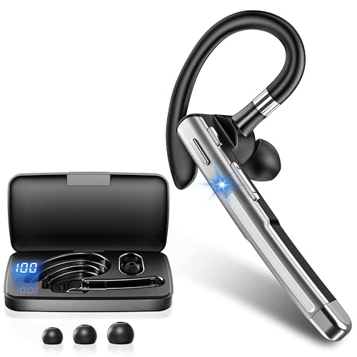 Boytond Bluetooth Earpiece V6.1,Wireless Handsfree Headset with Mic Silver
