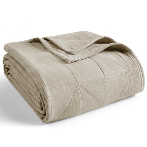Exclusivo Mezclaコットンブランケット タオルケット 綿100% シングル | 軽量 通気 柔らかい オールシーズン 150x200cm カーキ