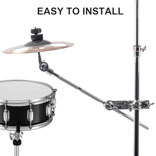 Image of Boom Cymbal Stand with 30CM Cymbal Boom Arm Holder, Adjustable 2-in-1 Straight Boom Cymbal Stand, L-Arm Rod with Bracket Holder Extension Arm Attachment for Mounting Crash, Ride, Splash Cymbals