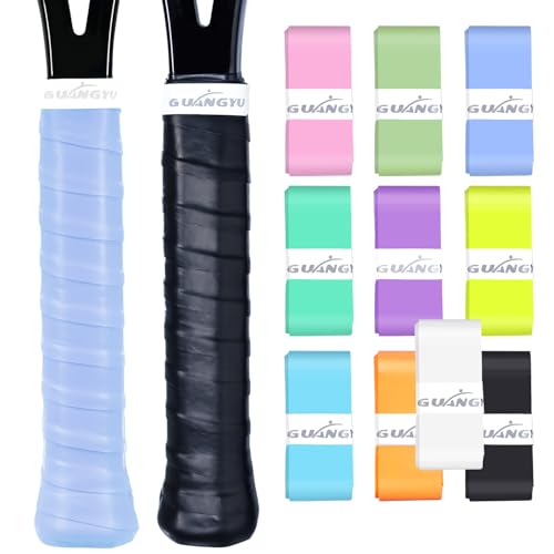 KUZAW 10 Pack Tennis Racket Grip Tape - Tacky Overgrip Non-Slip Sweat-Absorbing Cushion Wrap for Tennis, Pickleball, Padel Rackets, Golf, Baseball, Bat, Universal Grip Tape (10 Pack Multicolor01)