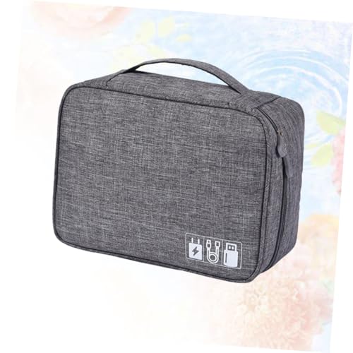 Estuche de almacenamiento para viaje en poliéster para cables y accesorios electrónicos, color gris miniatura 3