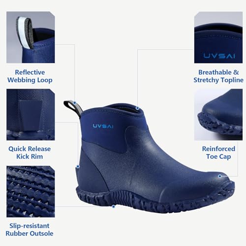 Image of Men's Waterproof 5.3-inch Ankle High Garden Shoes Rain Boots Slip-On Footwear for Gardening Farming Lawn Care Yard Work