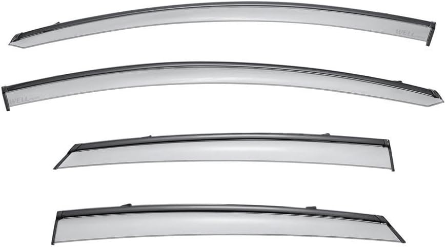 WellVisors Window Visors Wind Deflectors Compatible with Ford 2013-2020 Fusion Sedan with Black Trim Rain Guards 3-847FD009