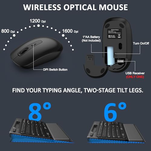 Wireless Keyboard and Mouse Combo, Full Size Ergonomic Silent Keys(Black) - image 6