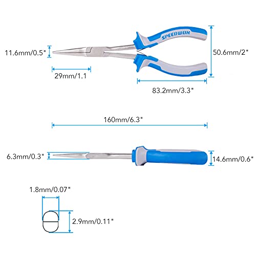 Image of SPEEDWOX 6 Inches Long Reach Slimline Flat Nose Pliers for Jewelry Making Smooth Jaw, Wire Wrapping Bending for Hard to Reach Narrow Spaces