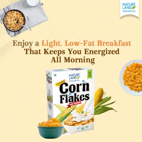 Image of Natureland Organics Corn Flakes Pouch 200 Gm (2 x 200 gm) - Organic Healthy Flakes