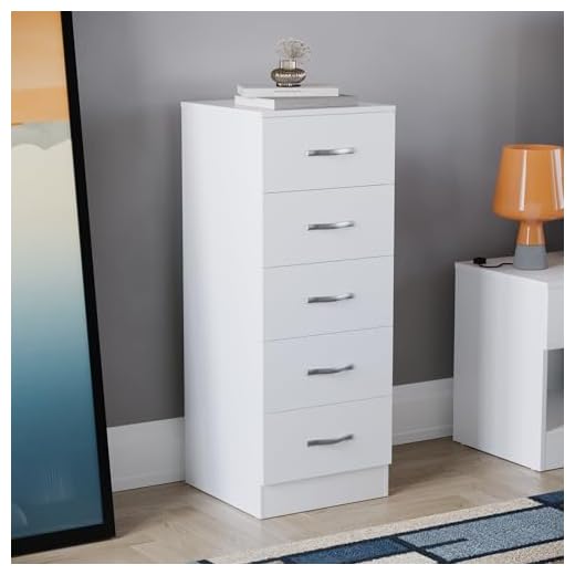 Vida Designs 5 Drawer Narrow Chest Tall Bedroom Storage Unit Sliding Drawers Bedroom Furniture (White) 25 Vida Designs 5 Drawer Narrow Chest Tall Bedroom Storage Unit Sliding Drawers Bedroom Furniture (White)