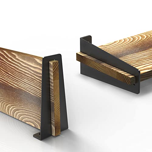 SHAN ZU Set van 2 rustieke houten zwevende wandplanken, voor slaapkamer, keuken, badkamer, woonkamer, kantoor, 41 × 15… - Image 6