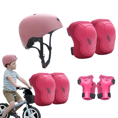 Casque de skateboard pour tout-petit avec protège-poignets réglables rose
