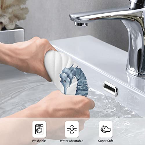 Supluchom Hand Towel Watercolor Seahorse Marine Flower For Bathroom Kitchen Microfiber Fingertip Bath Towels 27.5 X 16 Inch Soft Decorative Home Hotel Gym Laundry Room #TOP3