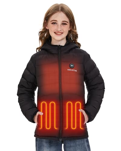 Venustas Kids Heated Jacket with Battery Pack Girls Lightweight Electric Heated Coat