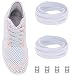 Ceratown No Tie Shoelaces with Elastic Band and Stainless Steel Tabs, No Knot Tieless Stretch Replacement Shoelaces for all Kid and Adult Shoes Color: White