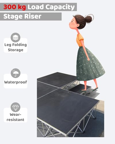 Plataforma elevadora para escenario ligera con base plegable de 40 cm 6
