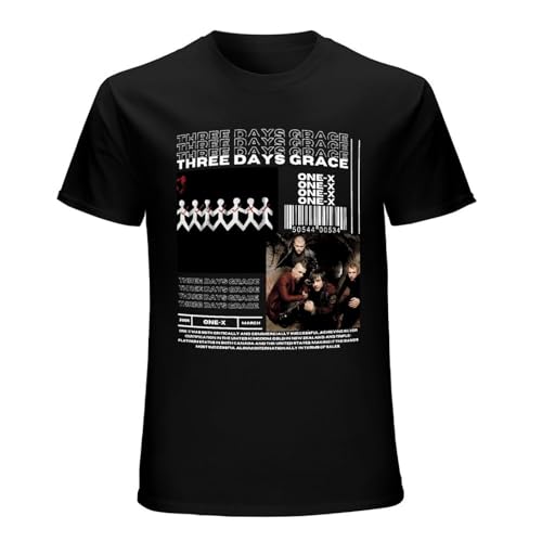 Photo de Three Days Grace Chemise classique pour homme et femme en coton à manches courtes T-shirt graphique décontracté Sport Haut d'été Vêtements, Noir-style-1, 4XL