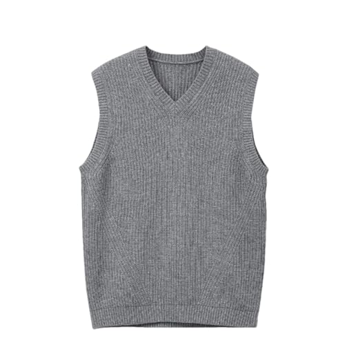 Men's Business Casual Classic Style Knitted Vest for Work V - Neck Sleeveless Pullover Sweater
