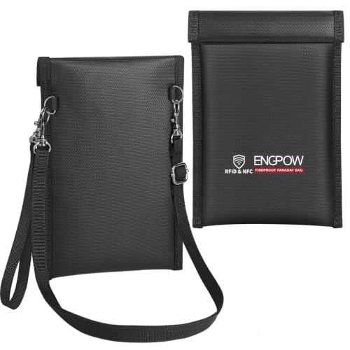 ENGPOW Military Grade Faraday Bag for Phones, Signal Blocking Pouch Black