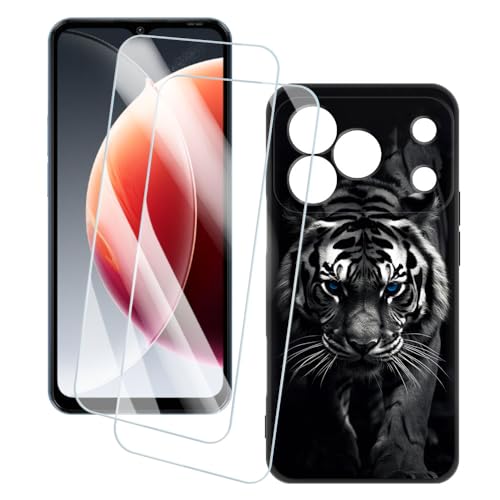 OAGELIM 2�Z�b�g �X�N���[���v���e�N�^�[ + �P�[�X Blackview Wave 7C (6.56 �C���`) �Ƃ̌݊������� �A�[�e�B�X�e�B�b�N�J�X�^���v�����g�J�o�[�Ƌ����K���X�t�B���� �X�N���b�`�h�~ (��)