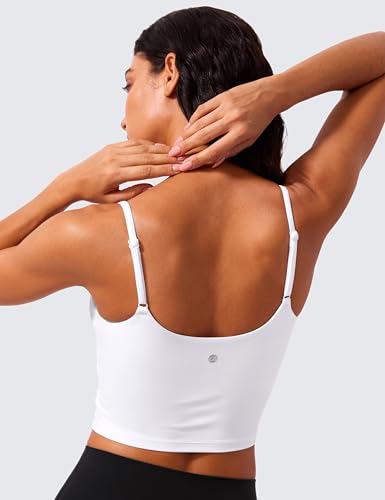 Image of CRZ YOGA Butterlift Scoop Neck Crop Tank Top | Medium Support, Removable Pads, Yoga, Buttery Soft, Adjustable U Back, Longline Sports Bras for Women