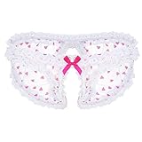 Lejafay Mens Nylon Hearts Print Sheer Sissy Panties Crossdress Lingerie Frilly Ruffled Gay Underwear Pink Large