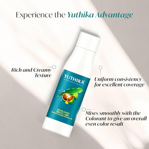Image of Yuthika Developer for Hair Colour | Blonder Powder (9 Level, 250g) & Developer (20 Vol, 500ml)